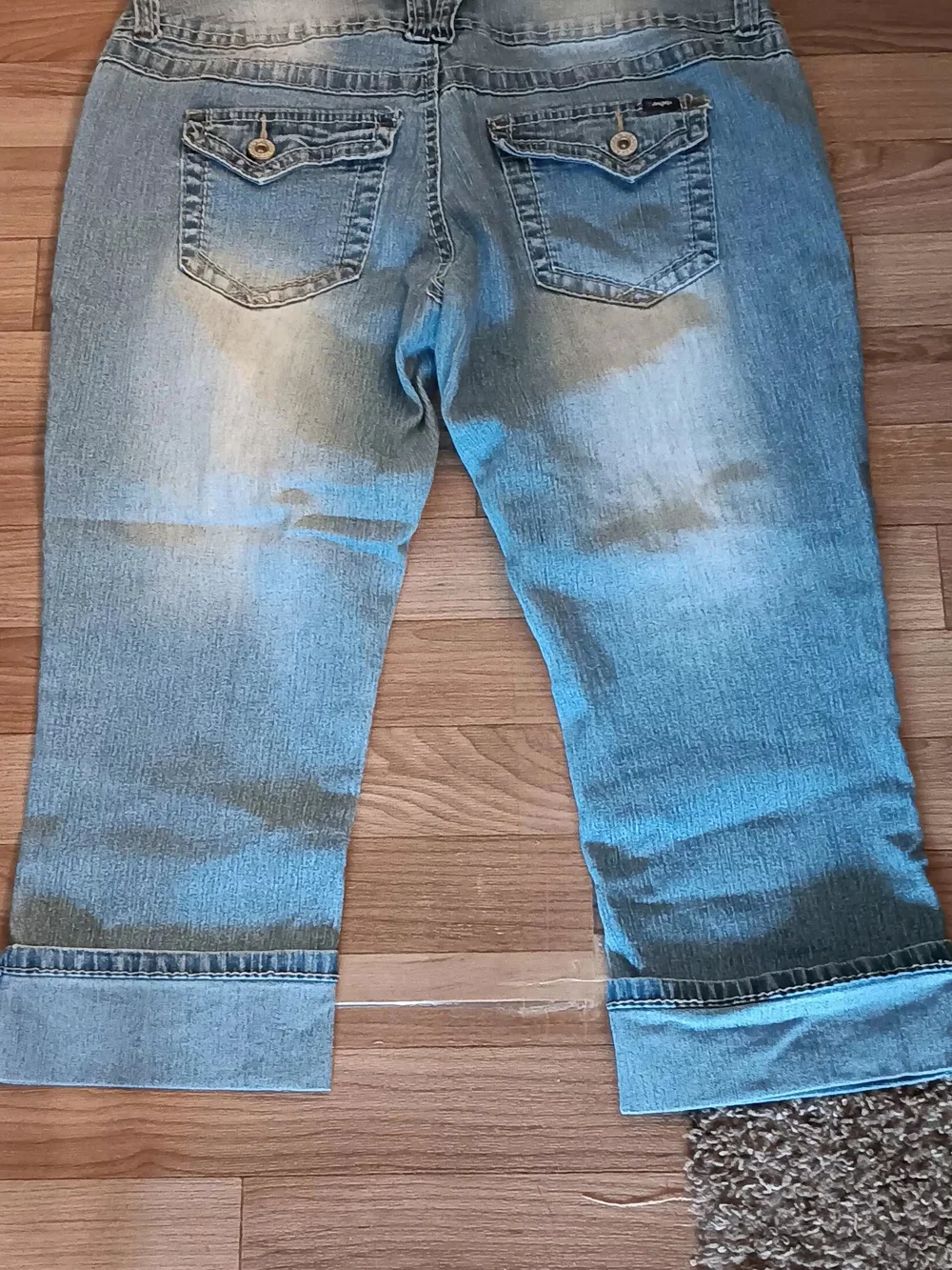 Angels Light Blue Cropped Ankle Jeans with Triple-Button Waist - Picture 2 of 3